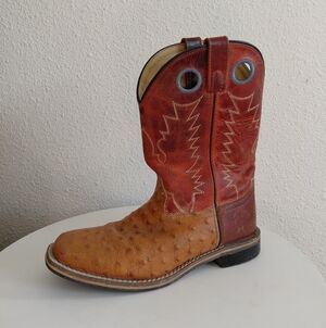 Smoky Mountain Western Cowboy  Squear Toes Ostrich Print Boots